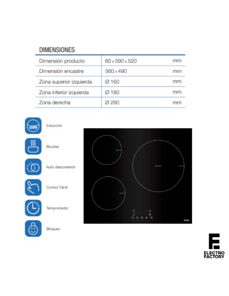 VITROCERAMICA-INDUCCION SVAN SVI6391 3F DIGITAL