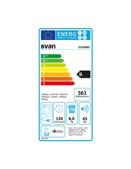 SECADORA SVAN SSC800BD 8KG CONDENSACION B PUERTA XXL LUZ