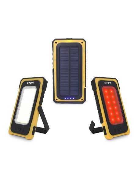 LINTERNA EDM 36126 LED SOLAR RECARGABLE GANCHO IMAN 750LM